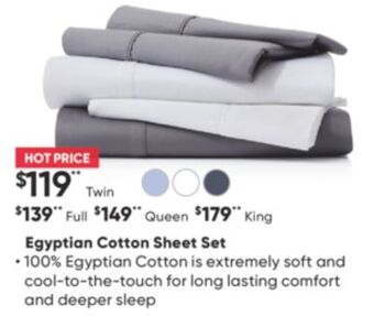 Sleep Country Egyptian cotton sheet set offer