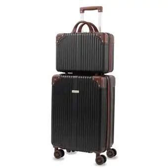 Best Buy Tresor 2-piece carry on cosmetic case luggage set - black offer