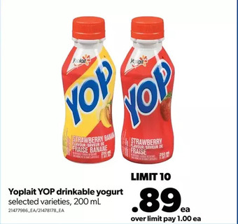Real Canadian Superstore Yoplait yop drinkable yogurt offer
