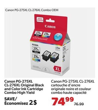 Canon pg-275xl cl-276xl original black and color ink cartridge combo high yield