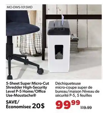 Shopper+ 5-sheet super micro-cut shredder high-security level p-5 home/office use- moustache offer