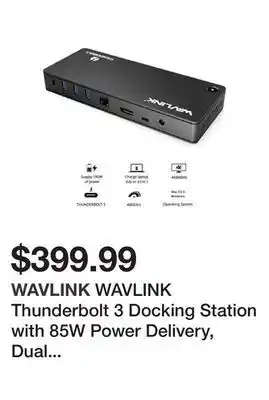 Newegg Wavlink thunderbolt 3 docking station with 85w power delivery, dual 4k display, 5k single video display port replicator, thun offer