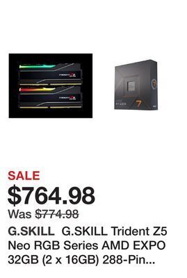 Newegg G.skill trident z5 neo rgb series amd expo 32gb (2 x 16gb) 288-pin pc ram ddr5 5600 (pc5 44800) desktop memory model f5-5600j offer