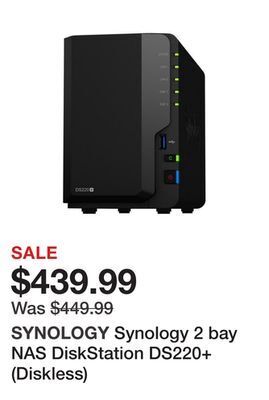 Newegg Synology 2 bay nas diskstation ds220+ (diskless) offer