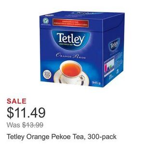 Costco Tetley orange pekoe tea, 300-pack offer