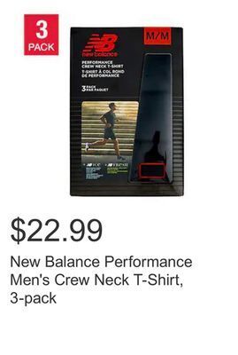 Costco New balance performance men's crew neck t-shirt, 3-pack offer