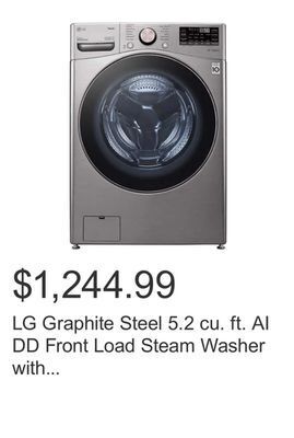 Costco Lg graphite steel 5.2 cu. ft. ai dd front load steam washer with thinq technology (wi-fi enabled) offer
