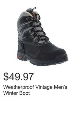 Costco Weatherproof vintage men's winter boot offer