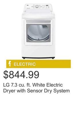 Costco Lg 7.3 cu. ft. white electric dryer with sensor dry system offer