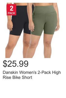 Costco Danskin women's 2-pack high rise bike short offer