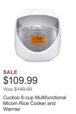 Costco Cuckoo 6-cup multifunctional micom rice cooker and warmer offer