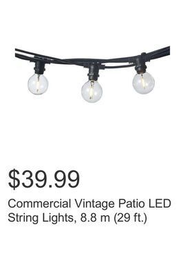 Costco Commercial vintage patio led string lights, 8.8 m (29 ft.) offer