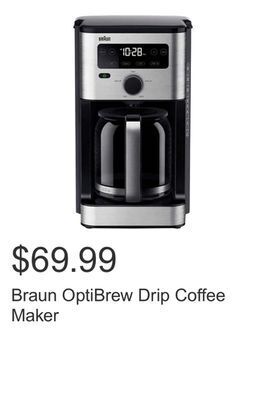 Costco Braun optibrew drip coffee maker offer