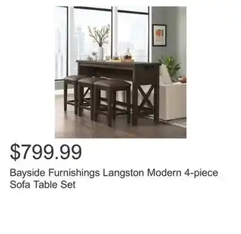 Costco Bayside furnishings langston modern 4-piece sofa table set offer