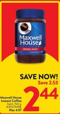 Walmart Maxwell house instant coffee offer
