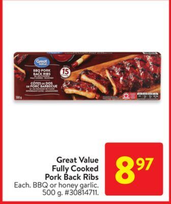 Walmart Great value full cooked pork back ribs offer