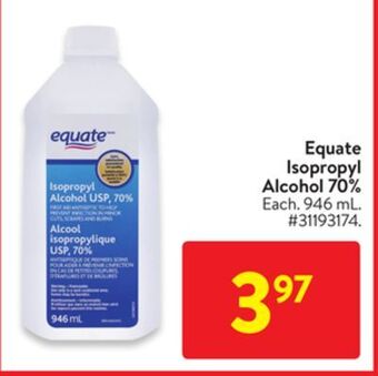 Walmart Equate isopropyl alcohol 70% offer