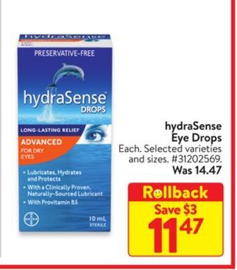 Walmart Hydrasense eye drops offer