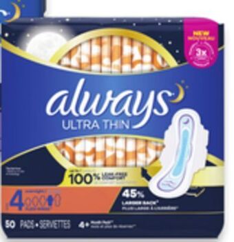 Walmart Always pads 36s - 62s or liners 136s offer