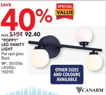 Lowe's Canarm "poppy" led vanity light 19" offer