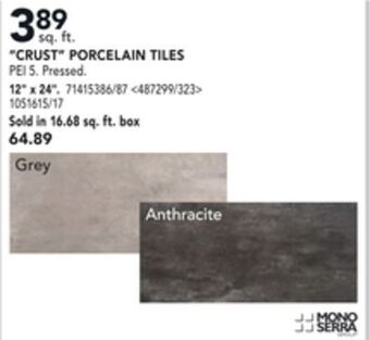 Lowe's Mono serra "crust" porcelain tiles 12" x 24 offer