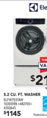 Lowe's Electrolux 5.2 cu. ft. washer offer