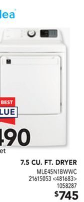 Lowe's Midea 7.5 cu. ft. dryer offer