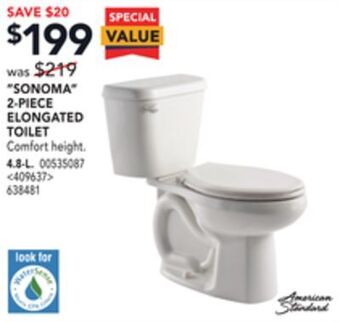 Lowe's American standard "sonoma" 2-piece elongated toilet offer