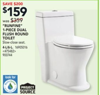 Lowe's Project source "runfine" 1-piece dual flush round toilet offer