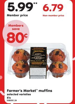 Loblaws Farmer's market™ muffins, 6's offer