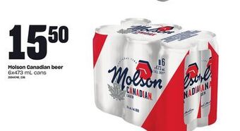Loblaws Molson canadian beer, 6x473 ml cans offer