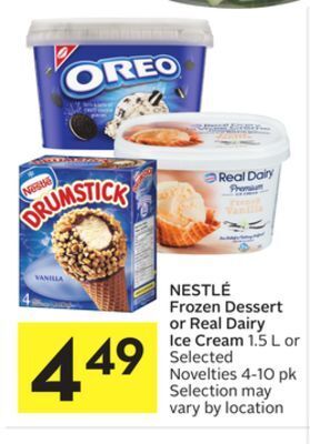 Foodland Nestlé frozen dessert or real dairy ice cream 1.5 l or selected novelties 4-10 pk offer