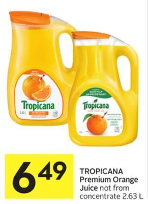 Foodland Tropicana premium orange juice not from concentrate 2.63 l offer