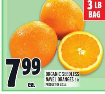 Metro Organic seedless navel oranges offer