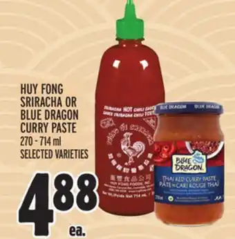 Metro Huy fong sriracha or blue dragon curry paste offer