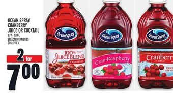 Metro Ocean spray cranberry juice or cocktail offer