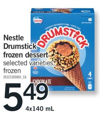 Fortinos Nestle drumstick frozen dessert, 4x140 ml offer