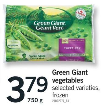 Fortinos Green giant vegetables, 750 g offer