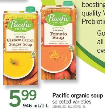 Fortinos Pacific organic soup, 946 ml/1 l offer