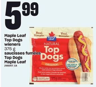 Independent Grocer Maple leaf top dogs wieners, 375 g offer