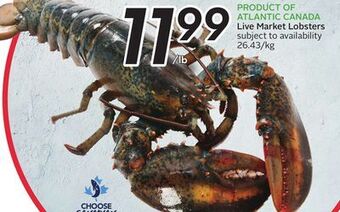 Sobeys Live market lobsters offer
