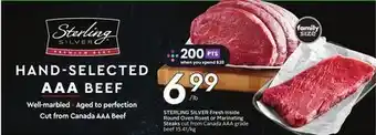 Sobeys Sterling silver fresh inside round oven roast or marinating steaks offer