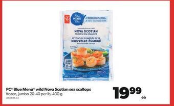 Real Canadian Superstore Pc® blue menu® wild nova scotian sea scallops, jumbo 20-40 per lb, 400 g offer