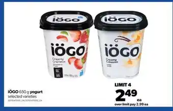 Real Canadian Superstore Iögo 650 g yogurt offer
