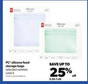 Real Canadian Superstore Pc® silicone food storage bags offer