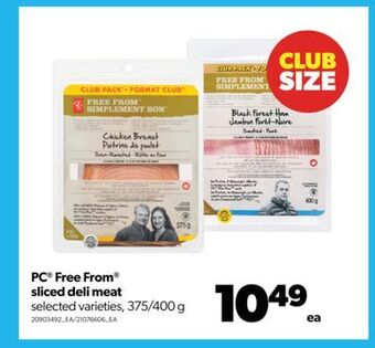 Real Canadian Superstore Pc® free from® sliced deli meat, 375/400 g offer