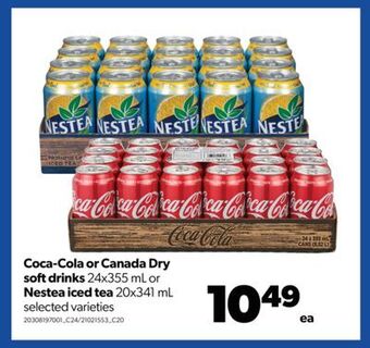 Real Canadian Superstore Coca-cola or canada dry softdrinks, 24x355 ml or nestea iced tea, 20x341 ml offer
