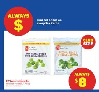 Real Canadian Superstore Pc® frozen vegetables, 1.75 kg offer