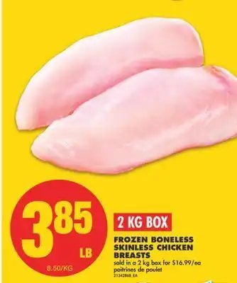 No Frills Frozen boneless skinless chicken breasts, 2 kg box offer