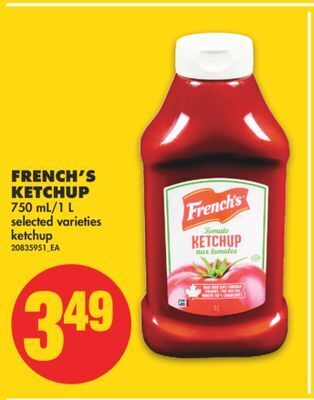 No Frills French's ketchup, 750 ml/1 l offer
